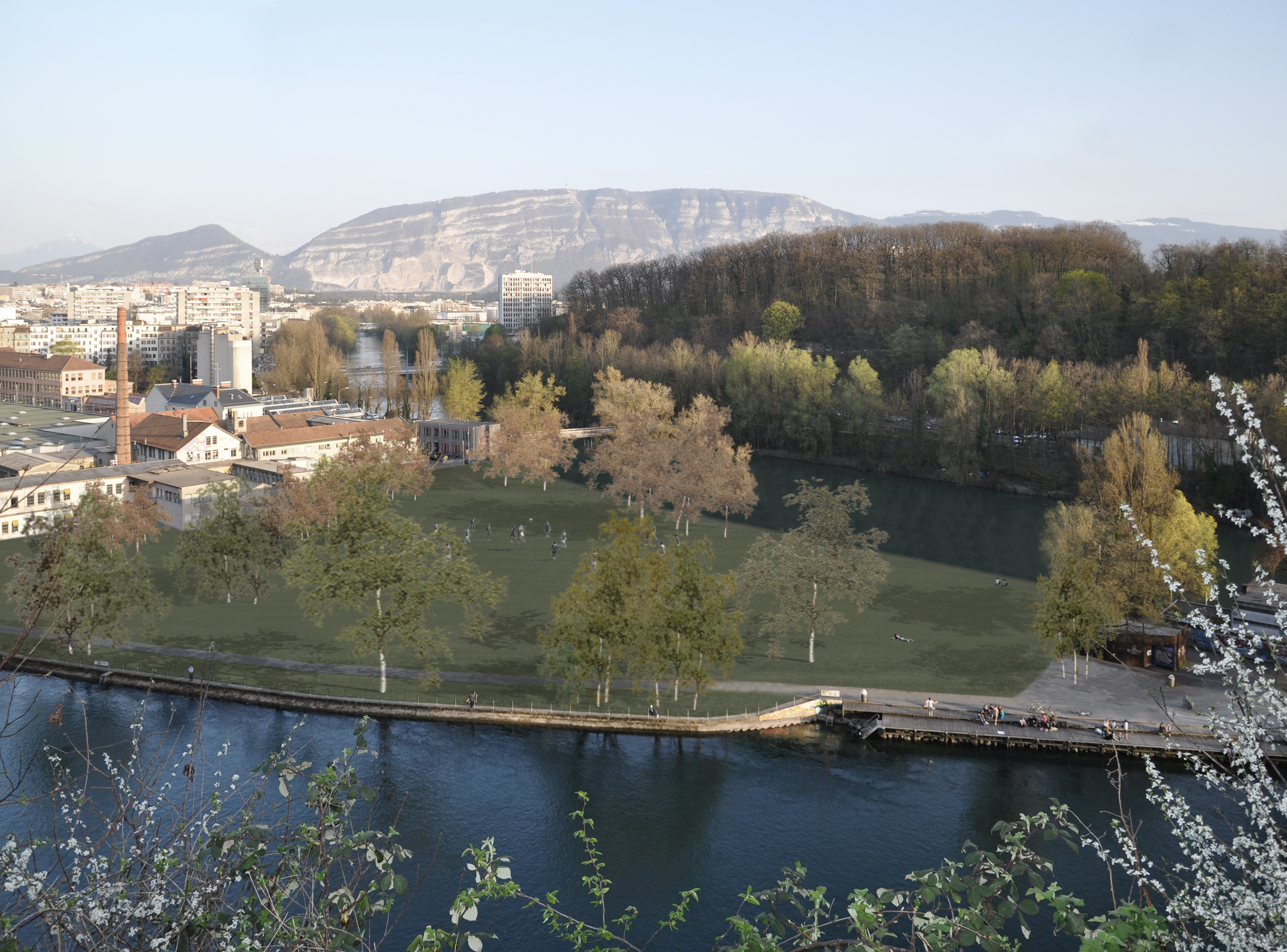 Illustration projet de parc à la Pointe de la Jonction (photomontage Pascal Mischler)