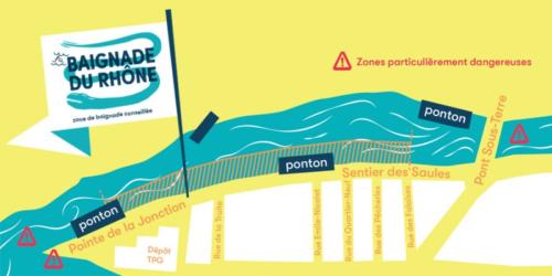 Zone conseillée pour la baignade du Rhône