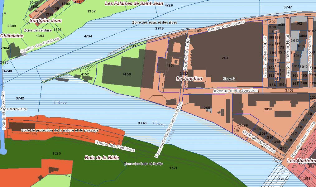 Zones d'affectation à la Pointe de la Jonction